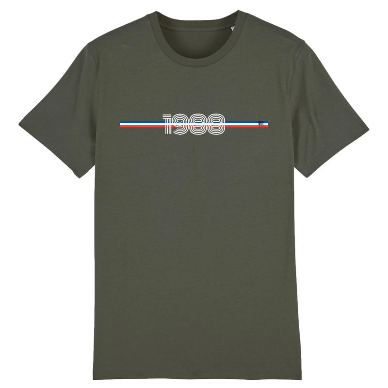 Cadeau anniversaire : T-Shirt - Année 1988 - Coton Bio - 7 Coloris - Cadeau Original - Cadeau Personnalisable - Cadeaux-Positifs.com -XS-Kaki-