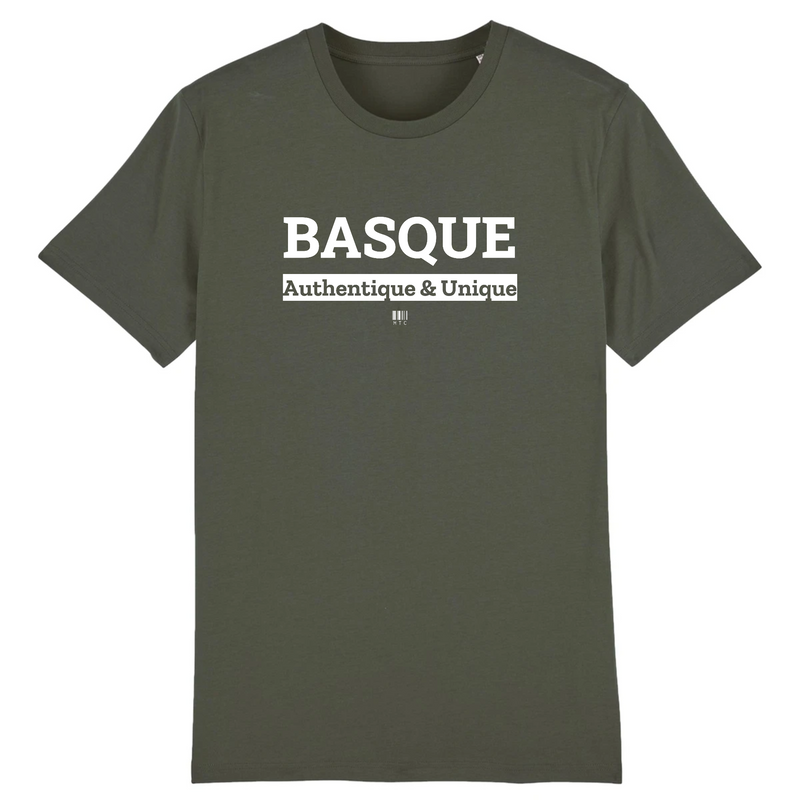 Cadeau anniversaire : T-Shirt - Basque - Unisexe - Coton Bio - 7 Coloris - Cadeau Original - Cadeau Personnalisable - Cadeaux-Positifs.com -XS-Kaki-