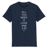 T-Shirt - All you need is Love and a Cat - Unisexe - Coton Bio - Cadeau Original - Cadeau Personnalisable - Cadeaux-Positifs.com -XS-Marine-