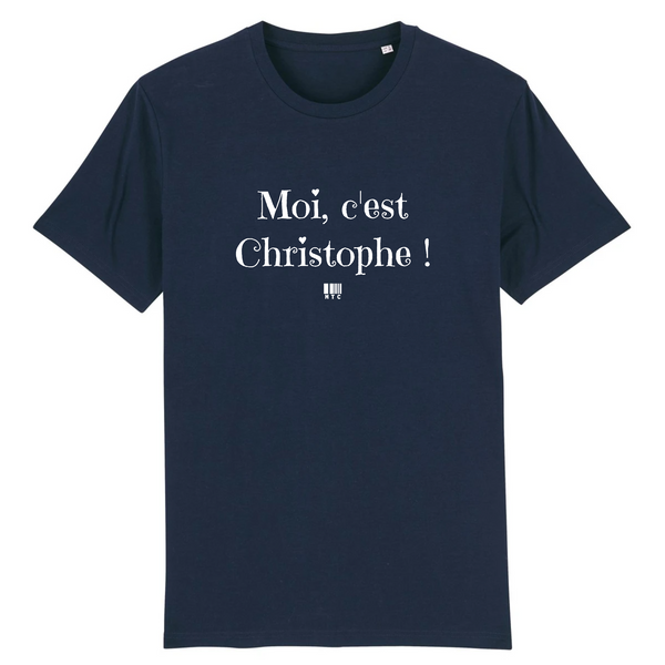 T-Shirt - Moi c'est Christophe - Coton Bio - 7 Coloris - Cadeau Original - Cadeau Personnalisable - Cadeaux-Positifs.com -XS-Marine-