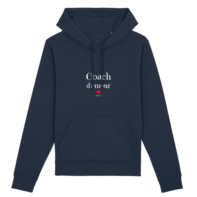 Cadeau anniversaire : Sweat à Capuche - Coach d'amour - Coton Bio - 5 Coloris - Original - Cadeau Personnalisable - Cadeaux-Positifs.com -XS-Marine-