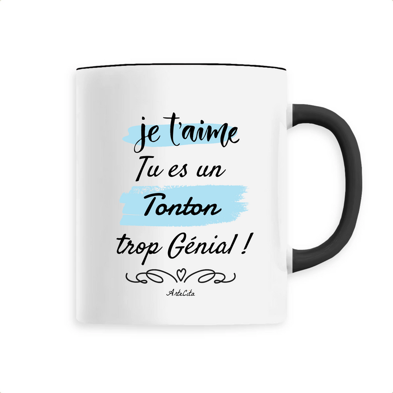 Cadeau anniversaire : Mug - Tonton je t'aime - 6 Coloris - Cadeau Original - Cadeau Personnalisable - Cadeaux-Positifs.com -Unique-Noir-