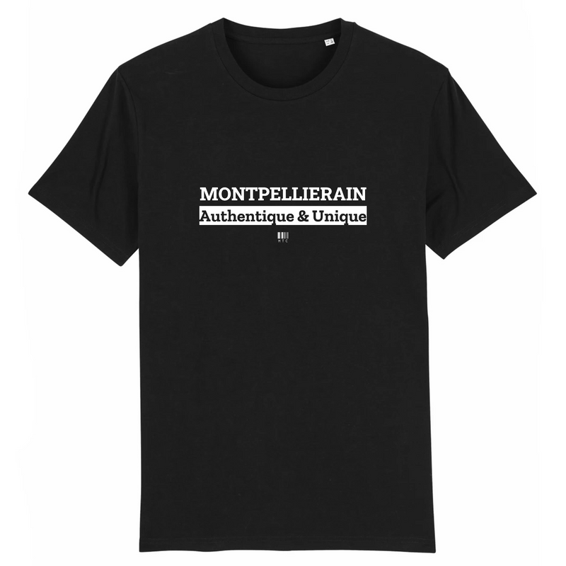 Cadeau anniversaire : T-Shirt - Montpelliérain - Coton Bio - 7 Coloris - Cadeau Original - Cadeau Personnalisable - Cadeaux-Positifs.com -XS-Noir-
