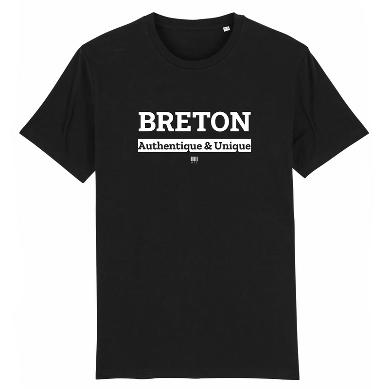 Cadeau anniversaire : T-Shirt - Breton - Coton Bio - 7 Coloris - Cadeau Original - Cadeau Personnalisable - Cadeaux-Positifs.com -XS-Noir-