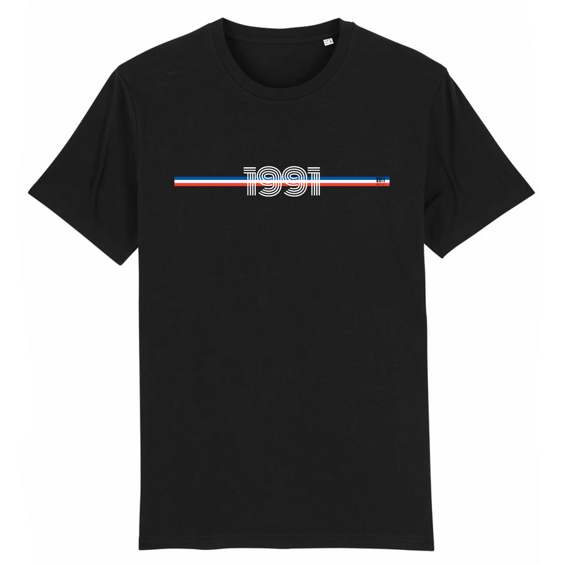 Cadeau anniversaire : T-Shirt - Année 1991 - Coton Bio - 7 Coloris - Cadeau Original - Cadeau Personnalisable - Cadeaux-Positifs.com -XS-Noir-