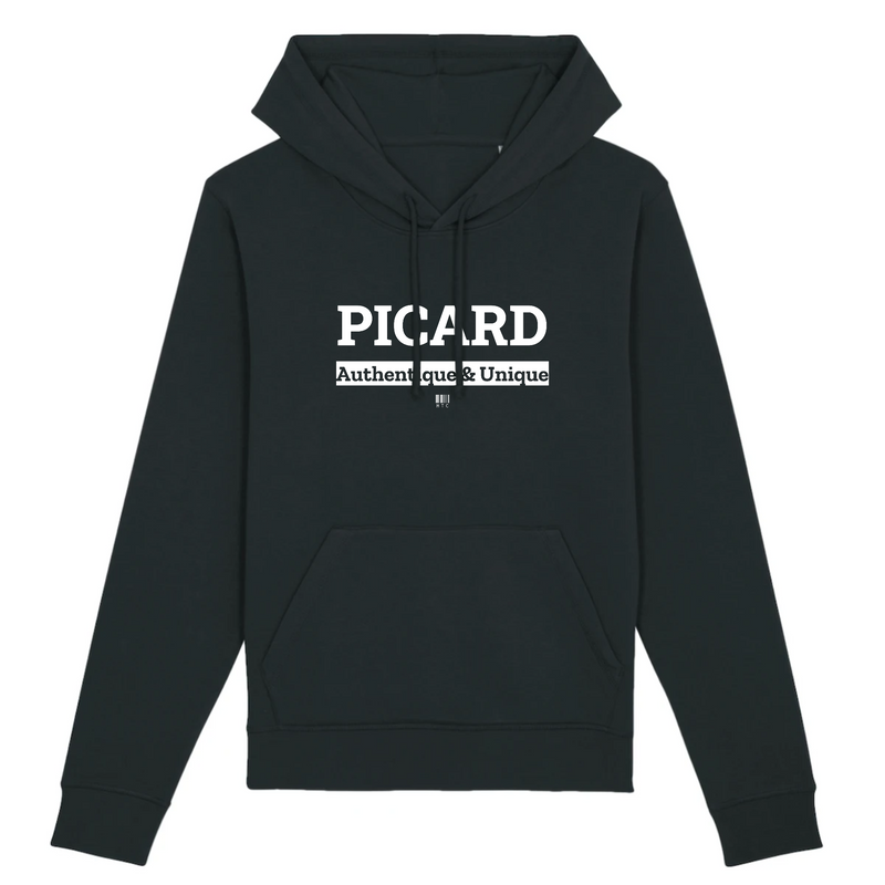 Cadeau anniversaire : Sweat à Capuche - Picard - Coton Bio - 5 Coloris - Cadeau Original - Cadeau Personnalisable - Cadeaux-Positifs.com -XS-Noir-