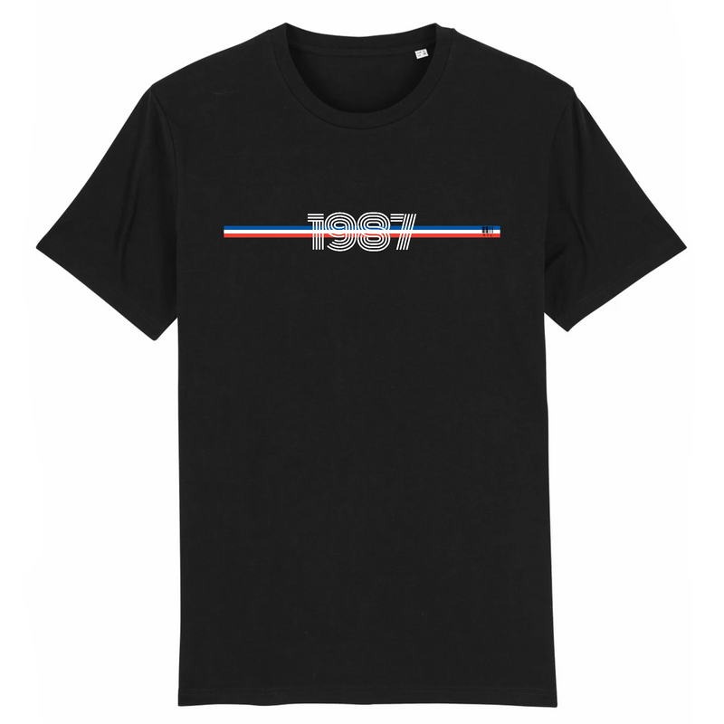 Cadeau anniversaire : T-Shirt - Année 1987 - Coton Bio - 7 Coloris - Cadeau Original - Cadeau Personnalisable - Cadeaux-Positifs.com -XS-Noir-