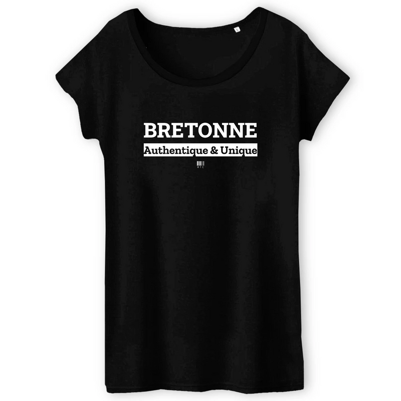 Cadeau anniversaire : T-Shirt - Bretonne - Coton Bio - 3 Coloris - Cadeau Original - Cadeau Personnalisable - Cadeaux-Positifs.com -XS-Noir-
