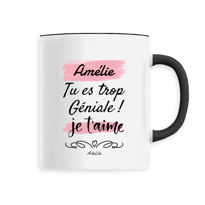 Cadeau anniversaire : Mug - Amélie je t'aime - 6 Coloris - Cadeau Tendre & Original - Cadeau Personnalisable - Cadeaux-Positifs.com -Unique-Noir-