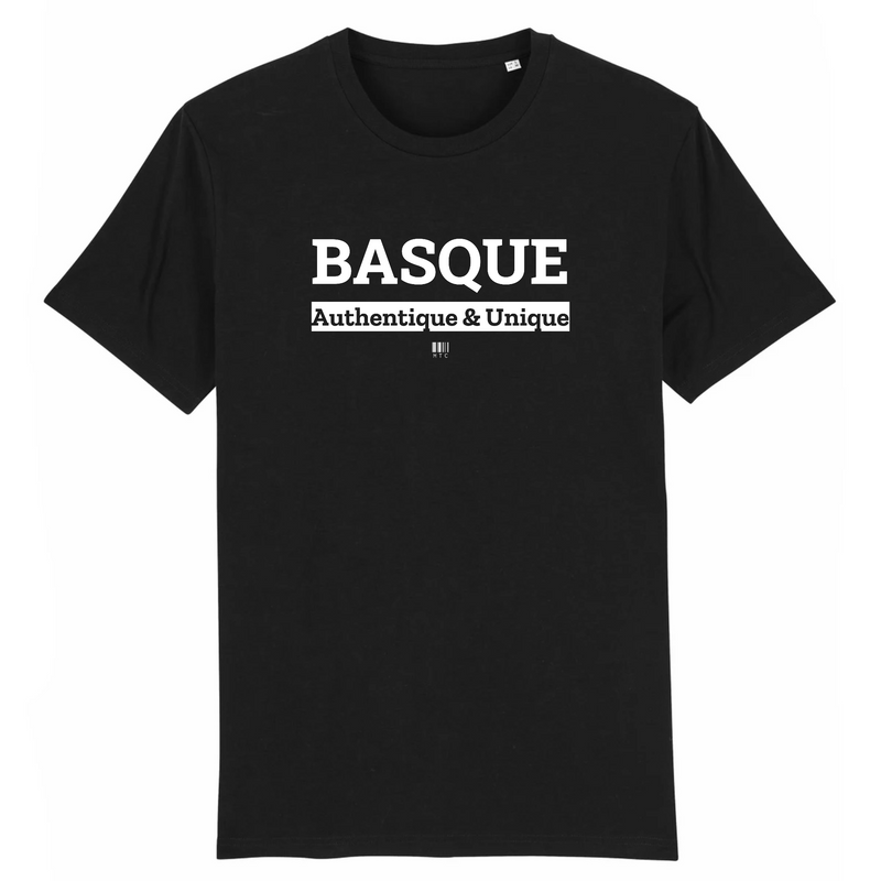 Cadeau anniversaire : T-Shirt - Basque - Unisexe - Coton Bio - 7 Coloris - Cadeau Original - Cadeau Personnalisable - Cadeaux-Positifs.com -XS-Noir-