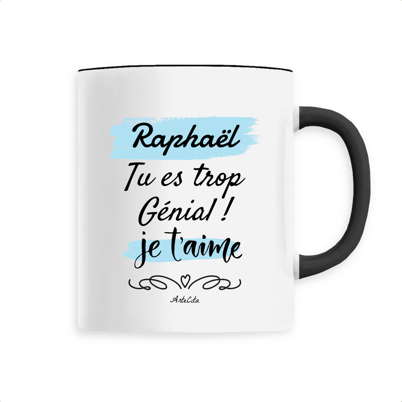 Cadeau anniversaire : Mug - Raphaël je t'aime - 6 Coloris - Cadeau Tendre & Original - Cadeau Personnalisable - Cadeaux-Positifs.com -Unique-Noir-