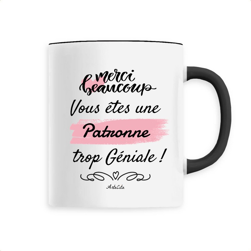 Cadeau anniversaire : Mug - Merci vous êtes une Patronne trop Géniale - 6 Coloris - Cadeau Personnalisable - Cadeaux-Positifs.com -Unique-Noir-