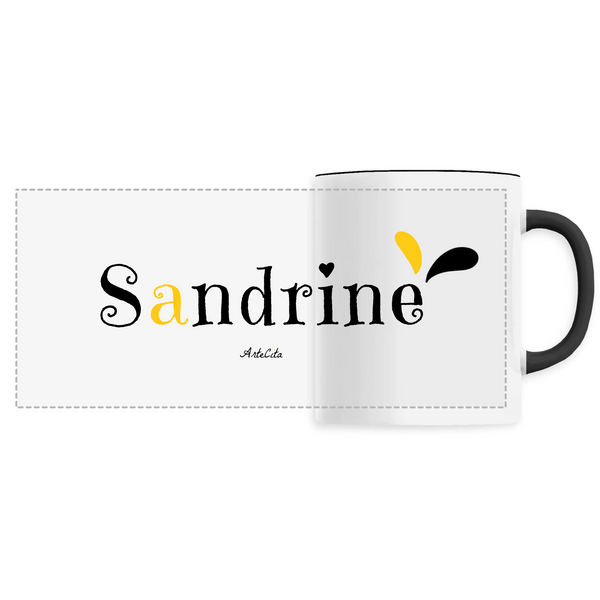 Mug - Sandrine - 6 Coloris - Cadeau Original - Cadeau Personnalisable - Cadeaux-Positifs.com -Unique-Noir-