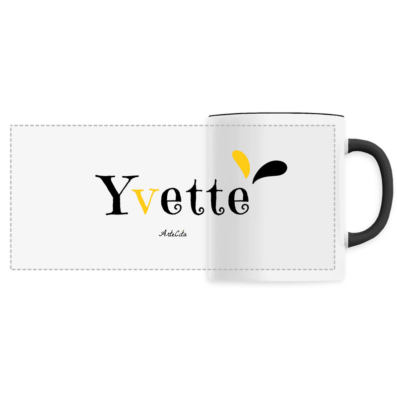 Cadeau anniversaire : Mug - Yvette - 6 Coloris - Cadeau Original - Cadeau Personnalisable - Cadeaux-Positifs.com -Unique-Noir-