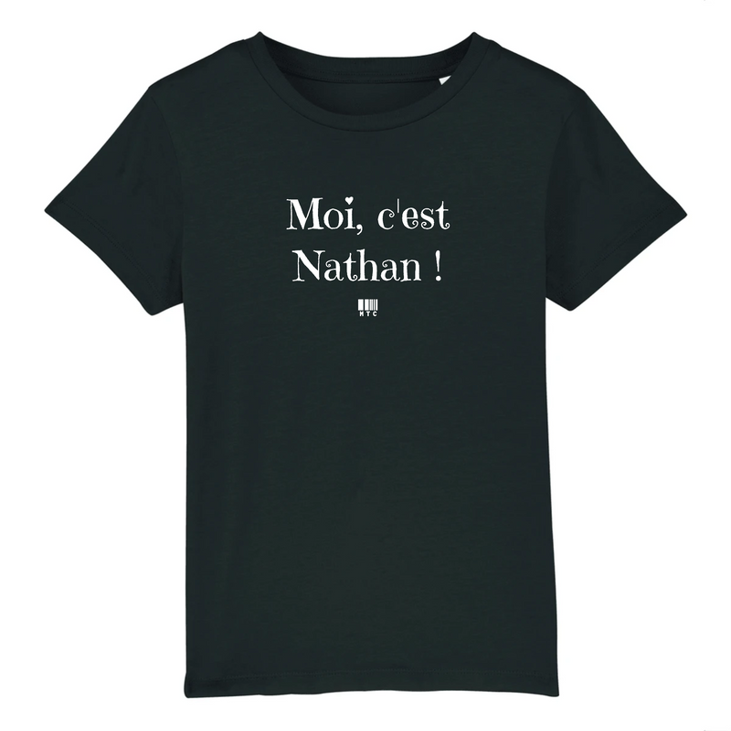 Cadeau anniversaire : T-Shirt Enfant - Moi c'est Nathan - Coton Bio - Cadeau Original - Cadeau Personnalisable - Cadeaux-Positifs.com -3-4 ans-Noir-