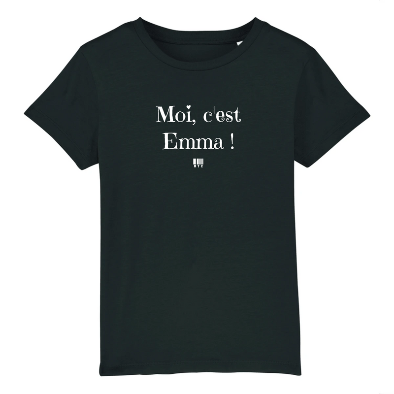 Cadeau anniversaire : T-Shirt Enfant - Moi c'est Emma - Coton Bio - Cadeau Original - Cadeau Personnalisable - Cadeaux-Positifs.com -3-4 ans-Noir-