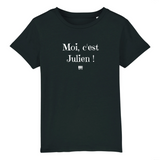 T-Shirt Enfant - Moi c'est Julien - Coton Bio - Cadeau Original - Cadeau Personnalisable - Cadeaux-Positifs.com -3-4 ans-Noir-