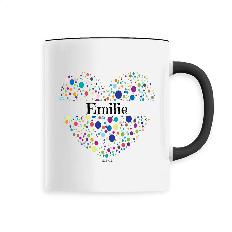 Cadeau anniversaire : Mug - Emilie (Coeur) - 6 Coloris - Cadeau Unique & Tendre - Cadeau Personnalisable - Cadeaux-Positifs.com -Unique-Noir-