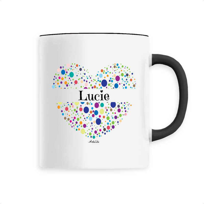 Cadeau anniversaire : Mug - Lucie (Coeur) - 6 Coloris - Cadeau Unique & Tendre - Cadeau Personnalisable - Cadeaux-Positifs.com -Unique-Noir-