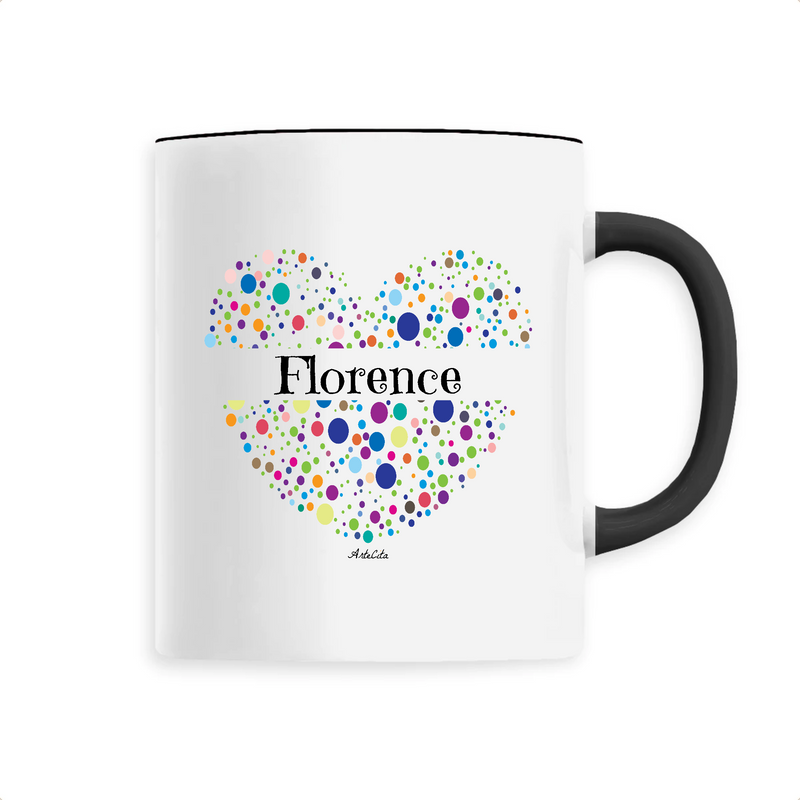 Cadeau anniversaire : Mug - Florence (Coeur) - 6 Coloris - Cadeau Unique & Tendre - Cadeau Personnalisable - Cadeaux-Positifs.com -Unique-Noir-