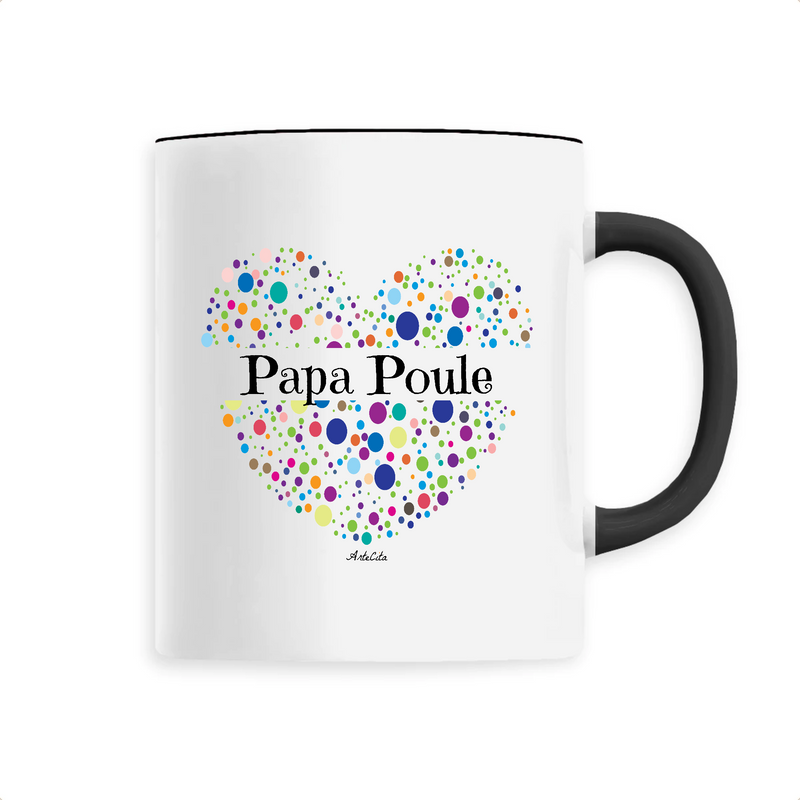 Cadeau anniversaire : Mug - Papa Poule (Coeur) - 6 Coloris - Cadeau Unique & Tendre - Cadeau Personnalisable - Cadeaux-Positifs.com -Unique-Noir-