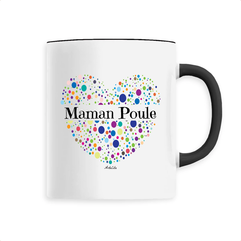 Cadeau anniversaire : Mug - Maman Poule (Coeur) - 6 Coloris - Cadeau Unique & Tendre - Cadeau Personnalisable - Cadeaux-Positifs.com -Unique-Noir-
