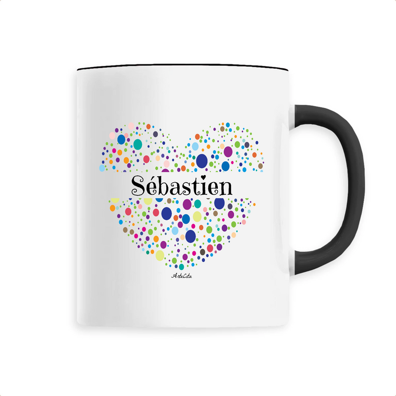 Cadeau anniversaire : Mug - Sébastien (Coeur) - 6 Coloris - Cadeau Unique & Tendre - Cadeau Personnalisable - Cadeaux-Positifs.com -Unique-Noir-