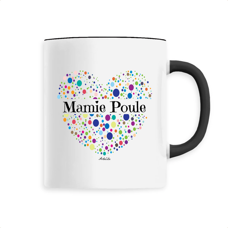 Cadeau anniversaire : Mug - Mamie Poule (Coeur) - 6 Coloris - Cadeau Unique & Tendre - Cadeau Personnalisable - Cadeaux-Positifs.com -Unique-Noir-