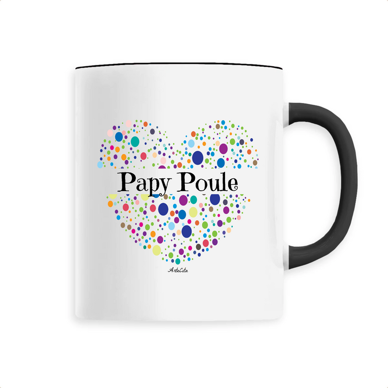 Cadeau anniversaire : Mug - Papy Poule (Coeur) - 6 Coloris - Cadeau Unique & Tendre - Cadeau Personnalisable - Cadeaux-Positifs.com -Unique-Noir-