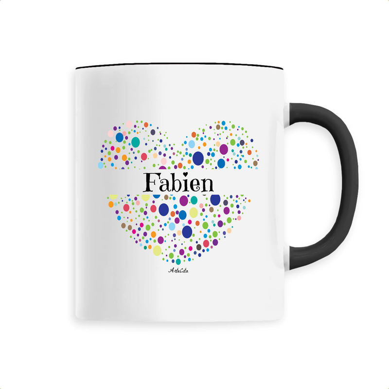 Cadeau anniversaire : Mug - Fabien (Coeur) - 6 Coloris - Cadeau Unique & Tendre - Cadeau Personnalisable - Cadeaux-Positifs.com -Unique-Noir-