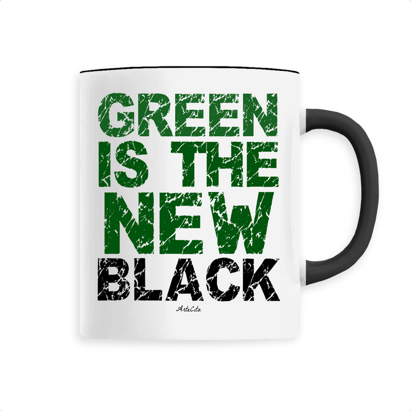 Cadeau anniversaire : Mug - Green Is The New Black - 6 Coloris - Cadeau Engagé Ecolo - Cadeau Personnalisable - Cadeaux-Positifs.com -Unique-Noir-