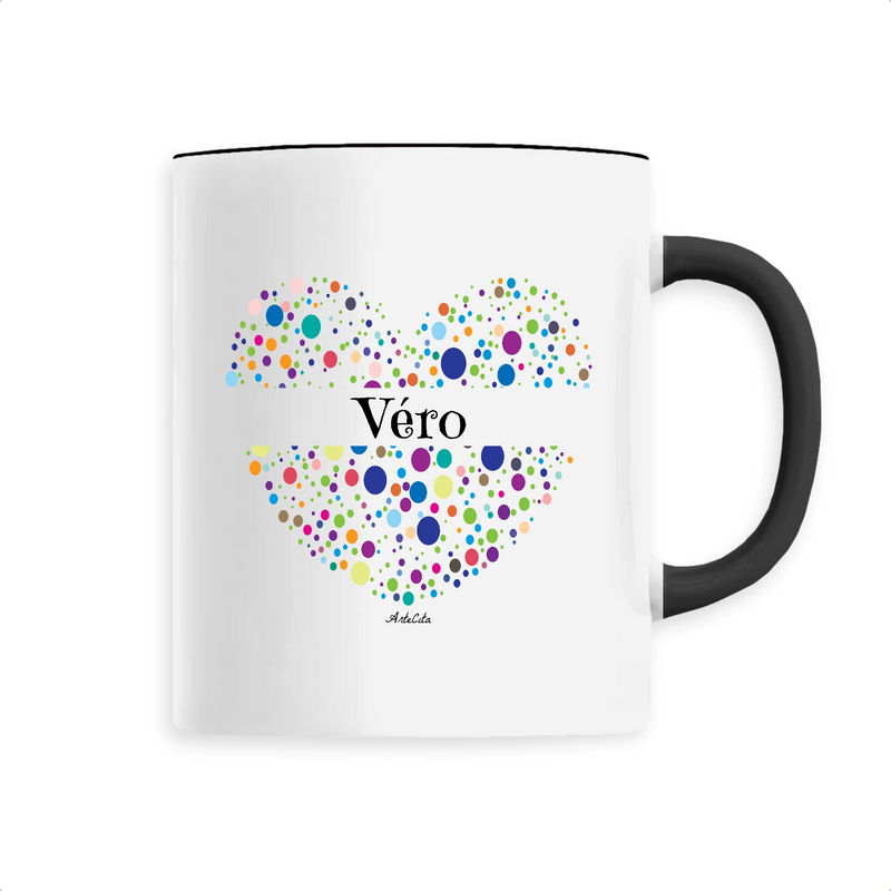 Cadeau anniversaire : Mug - Véro (Coeur) - 6 Coloris - Cadeau Unique & Tendre - Cadeau Personnalisable - Cadeaux-Positifs.com -Unique-Noir-