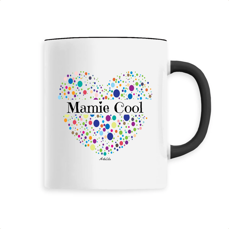 Cadeau anniversaire : Mug - Mamie Cool (Coeur) - 6 Coloris - Cadeau Unique & Tendre - Cadeau Personnalisable - Cadeaux-Positifs.com -Unique-Noir-