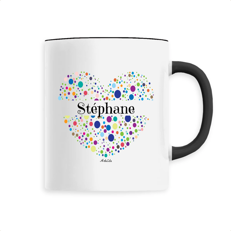 Cadeau anniversaire : Mug - Stéphane (Coeur) - 6 Coloris - Cadeau Unique & Tendre - Cadeau Personnalisable - Cadeaux-Positifs.com -Unique-Noir-