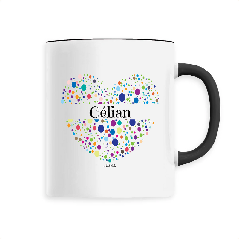 Cadeau anniversaire : Mug - Célian (Coeur) - 6 Coloris - Cadeau Unique & Tendre - Cadeau Personnalisable - Cadeaux-Positifs.com -Unique-Noir-