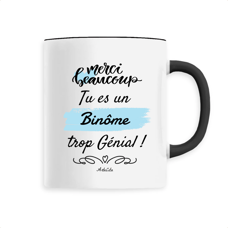 Cadeau anniversaire : Mug - Merci, tu es un Binôme trop Génial - 6 Coloris - Unique - Cadeau Personnalisable - Cadeaux-Positifs.com -Unique-Noir-