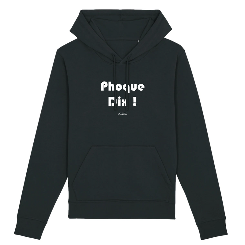 Cadeau anniversaire : Sweat à Capuche - Phoque Dix - Coton Bio - 5 Coloris - Humour - Cadeau Personnalisable - Cadeaux-Positifs.com -XS-Noir-