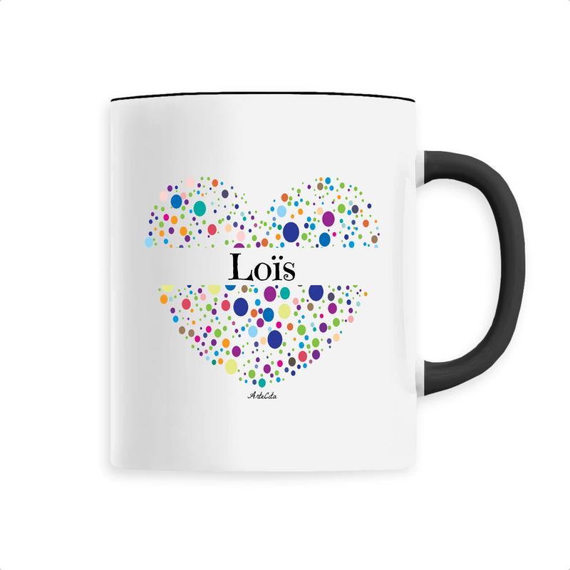 Cadeau anniversaire : Mug - Loïs (Coeur) - 6 Coloris - Cadeau Unique & Tendre - Cadeau Personnalisable - Cadeaux-Positifs.com -Unique-Noir-