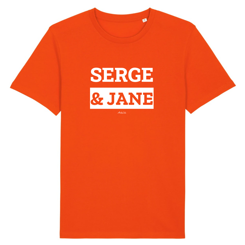 Cadeau anniversaire : T-Shirt Premium - Serge & Jane - Coton Bio - 12 Coloris - Mythique - Cadeau Personnalisable - Cadeaux-Positifs.com -XS-Orange-