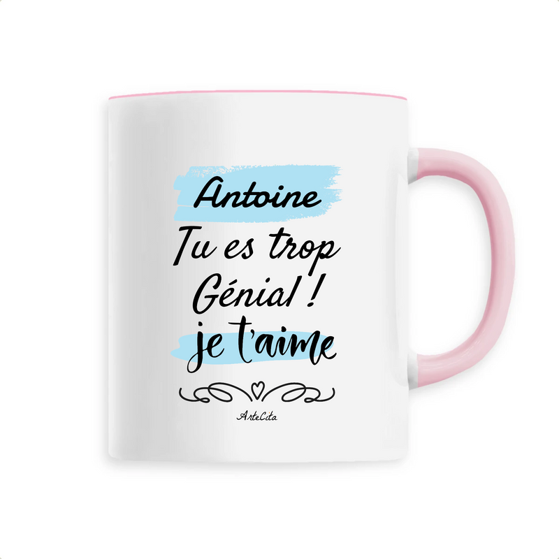 Cadeau anniversaire : Mug - Antoine je t'aime - 6 Coloris - Cadeau Tendre & Original - Cadeau Personnalisable - Cadeaux-Positifs.com -Unique-Rose-