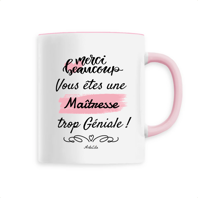 Cadeau anniversaire : Mug - Merci Maîtresse - 6 Coloris - Cadeau Original - Cadeau Personnalisable - Cadeaux-Positifs.com -Unique-Rose-