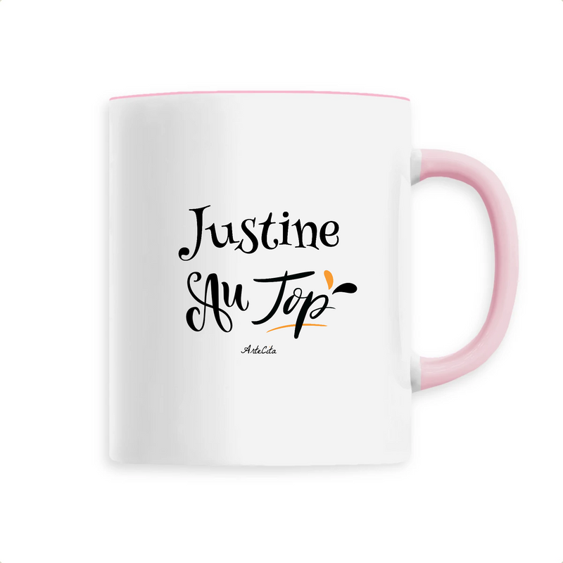 Cadeau anniversaire : Mug - Justine au Top - 6 Coloris - Cadeau Original - Cadeau Personnalisable - Cadeaux-Positifs.com -Unique-Rose-