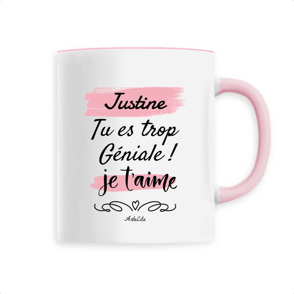 Mug - Justine je t'aime - 6 Coloris - Cadeau Tendre - Cadeau Personnalisable - Cadeaux-Positifs.com -Unique-Rose-