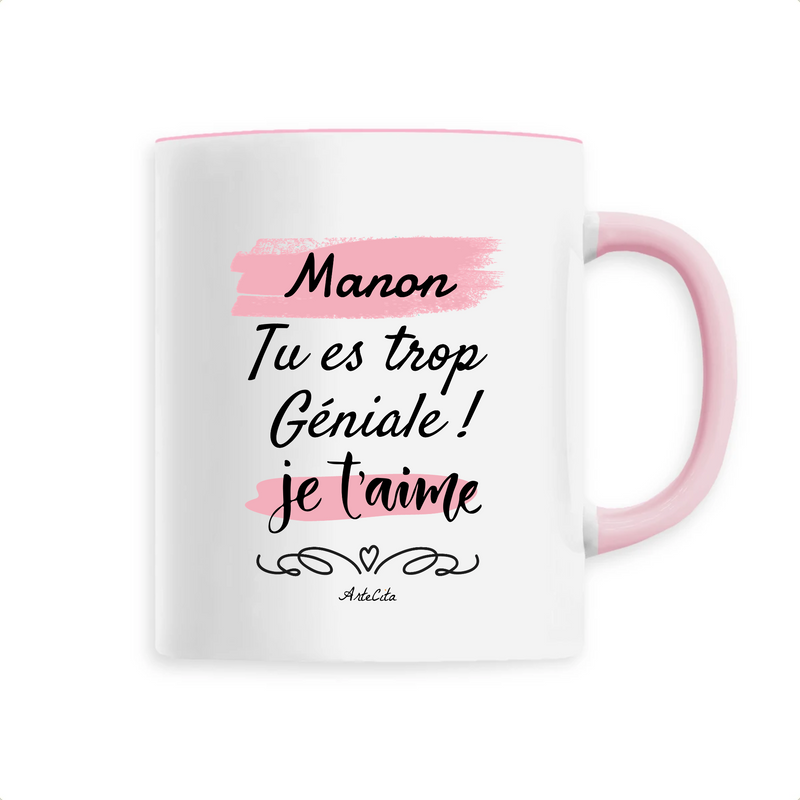 Cadeau anniversaire : Mug - Manon je t'aime - 6 Coloris - Cadeau Tendre - Cadeau Personnalisable - Cadeaux-Positifs.com -Unique-Rose-