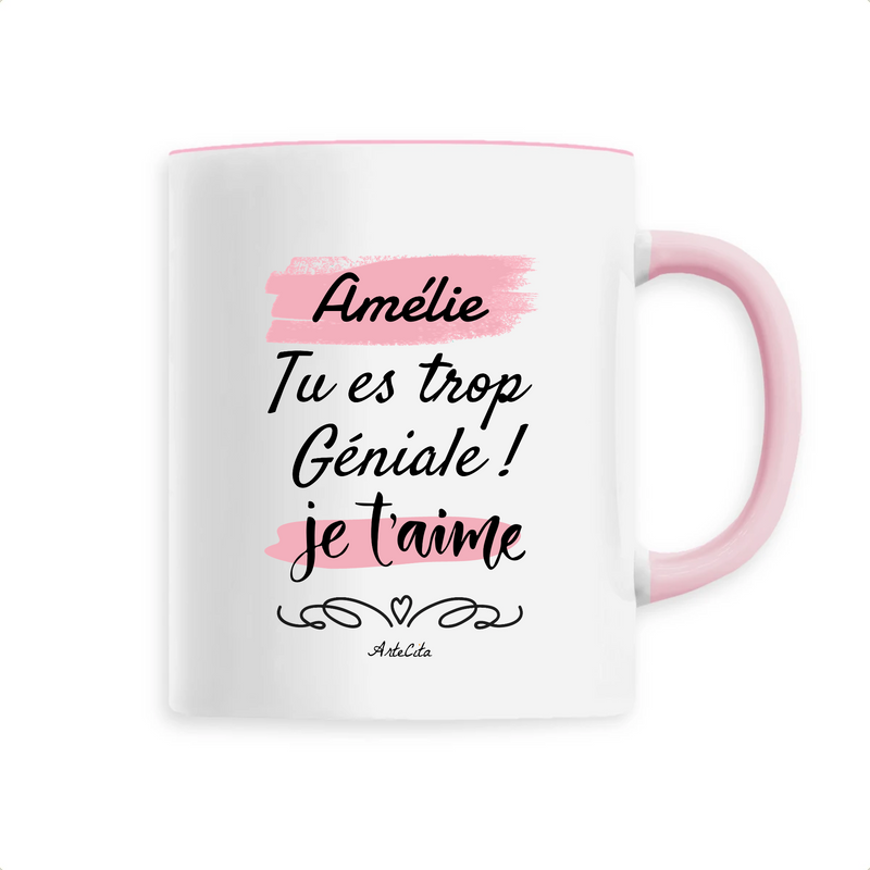 Cadeau anniversaire : Mug - Amélie je t'aime - 6 Coloris - Cadeau Tendre & Original - Cadeau Personnalisable - Cadeaux-Positifs.com -Unique-Rose-