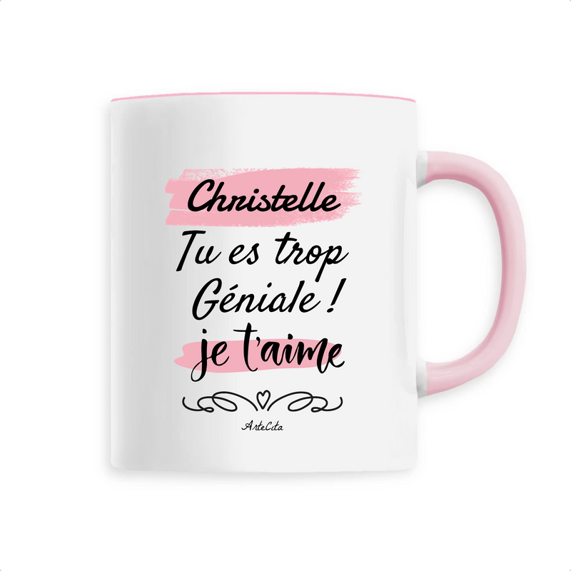 Cadeau anniversaire : Mug - Christelle je t'aime - 6 Coloris - Cadeau Tendre - Cadeau Personnalisable - Cadeaux-Positifs.com -Unique-Rose-