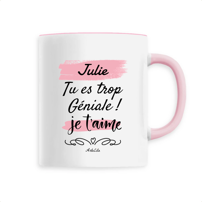 Cadeau anniversaire : Mug - Julie je t'aime - 6 Coloris - Cadeau Tendre & Original - Cadeau Personnalisable - Cadeaux-Positifs.com -Unique-Rose-