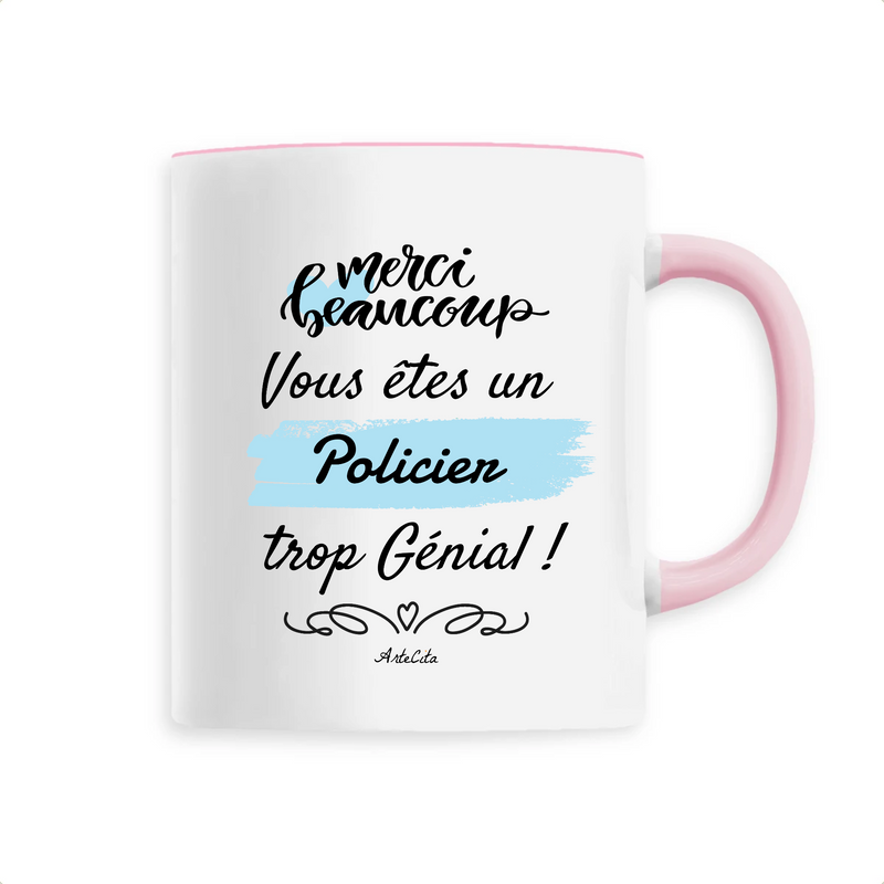Cadeau anniversaire : Mug - Merci Policier - 6 Coloris - Cadeau Original - Cadeau Personnalisable - Cadeaux-Positifs.com -Unique-Rose-