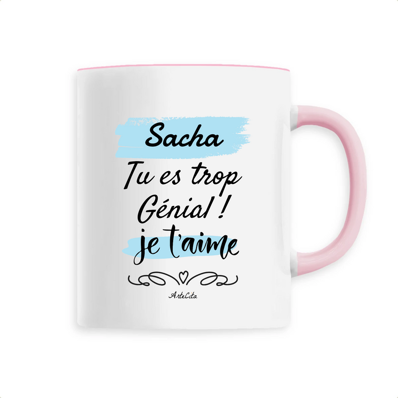 Cadeau anniversaire : Mug - Sacha je t'aime - 6 Coloris - Cadeau Tendre & Original - Cadeau Personnalisable - Cadeaux-Positifs.com -Unique-Rose-