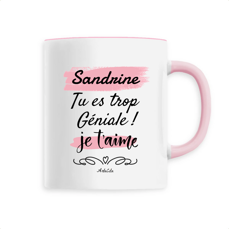 Cadeau anniversaire : Mug - Sandrine je t'aime - 6 Coloris - Cadeau Tendre & Original - Cadeau Personnalisable - Cadeaux-Positifs.com -Unique-Rose-